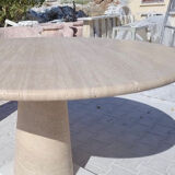 Cream travertine round dining table