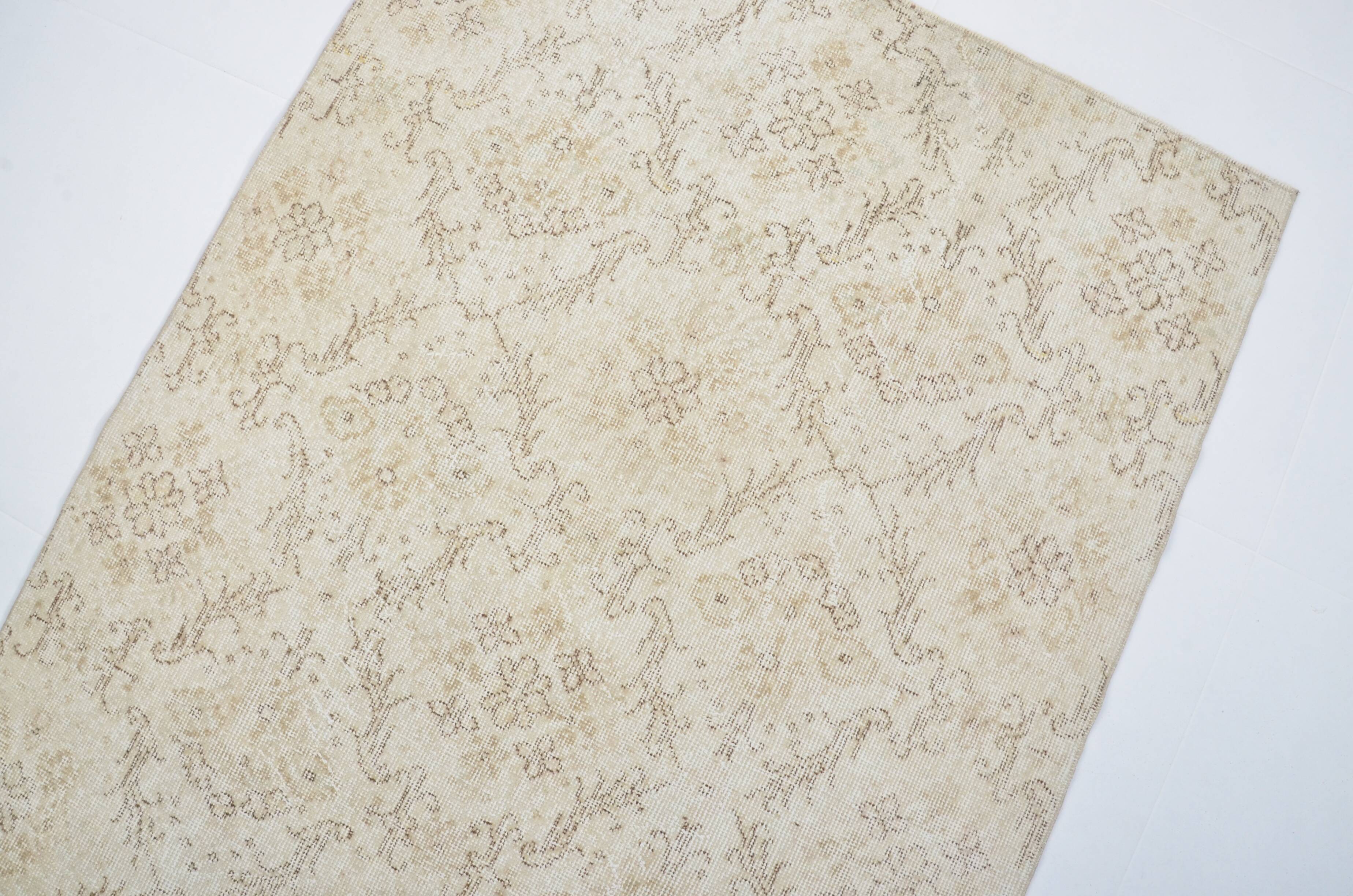 Beige Geometric Oushak Turkish Rug sku 3123
