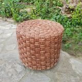 Table basse et tabourets en corde vintage