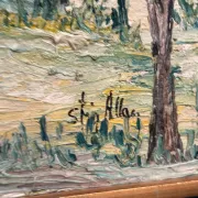 Original Swedish Oil on Panel - "Landskrona" by Stig Allan - Signed - Vintage and Framed - 60 × 50 cm (23.6" × 19.7")