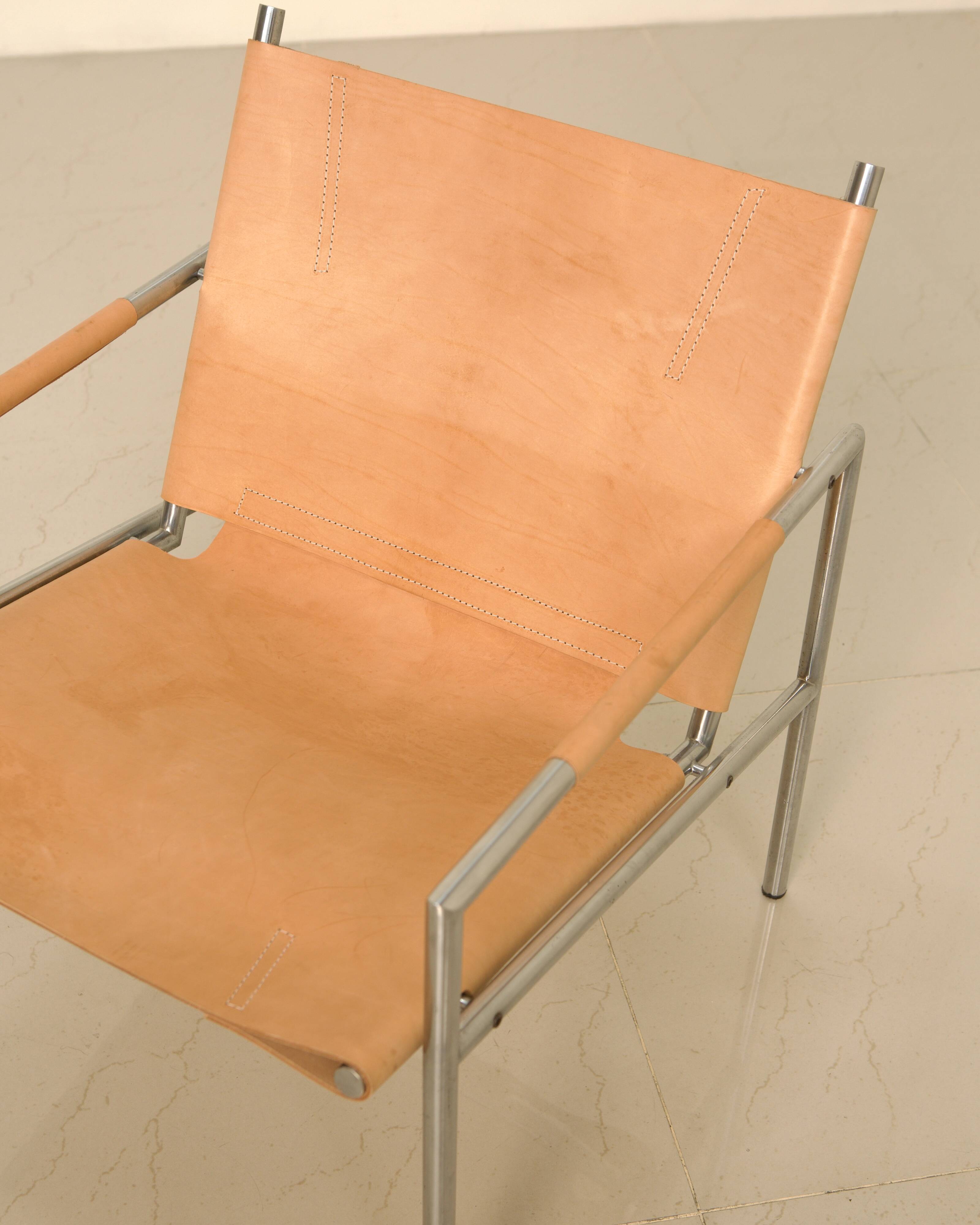 Fauteuil "SZ02" cuir beige naturel par Martin Visser pour Spectrum 00's