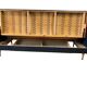Vintage black and red sofa / three-seater / sofa bed