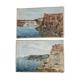 Set of 2 Oil Paintings on Canvas Marine Cliffs Signed R Faucheux 19