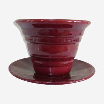 Burgundy red ceramic pot for succulent cactus bonsai