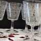 6 large antique wine or water glasses engraved with arabesques