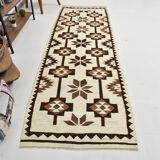 Geometric kilim runner rug,107x325cm