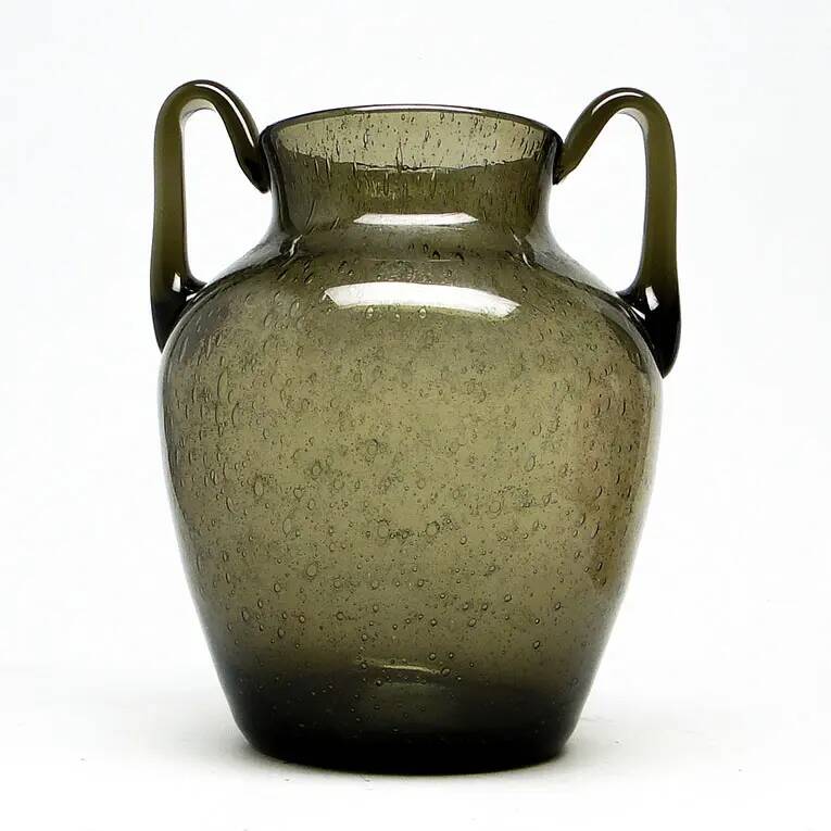 Postmodern vase, olive antico glass, designed by Z. Horbowy, Poland, 1970s