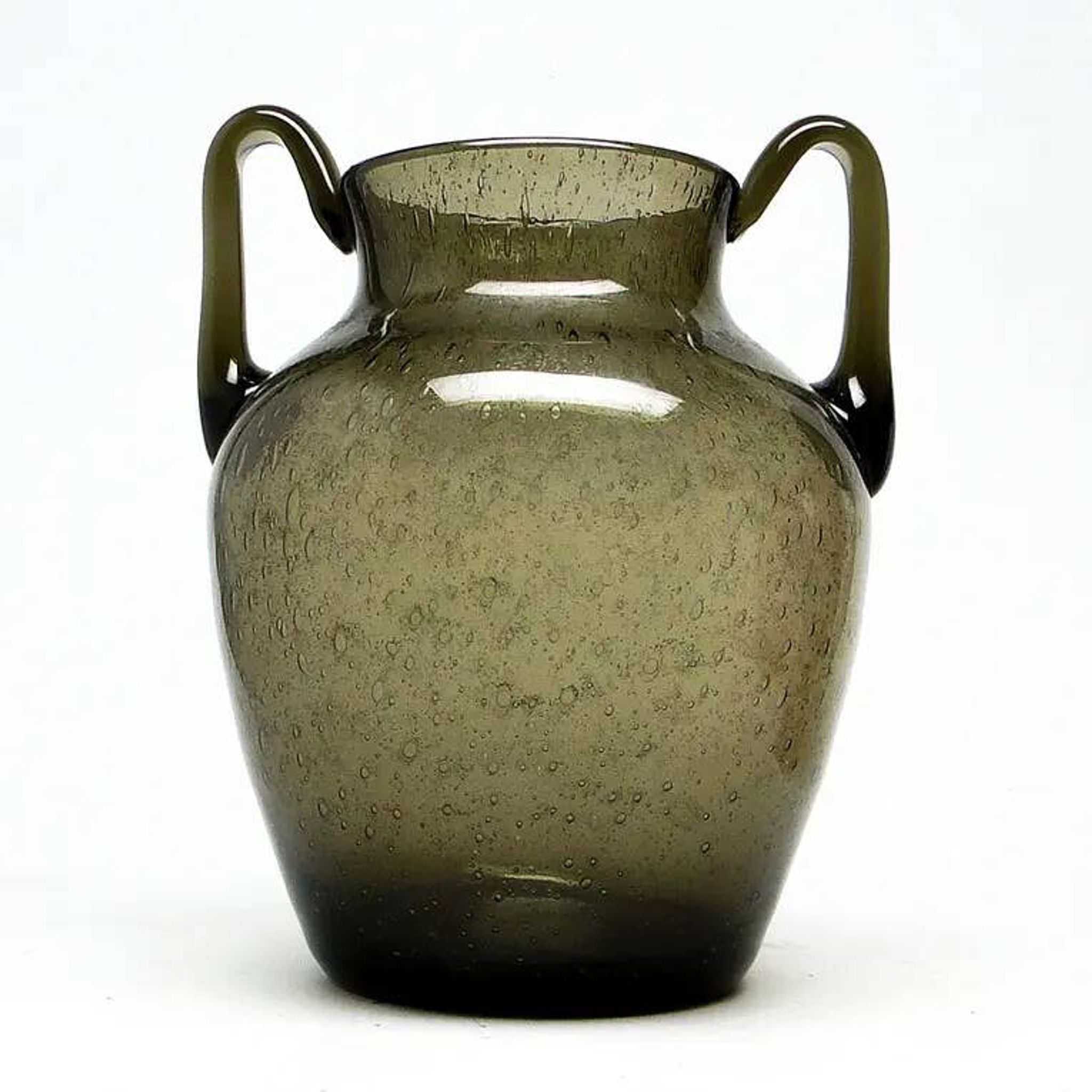 Postmodern vase, olive antico glass, designed by Z. Horbowy, Poland, 1970s