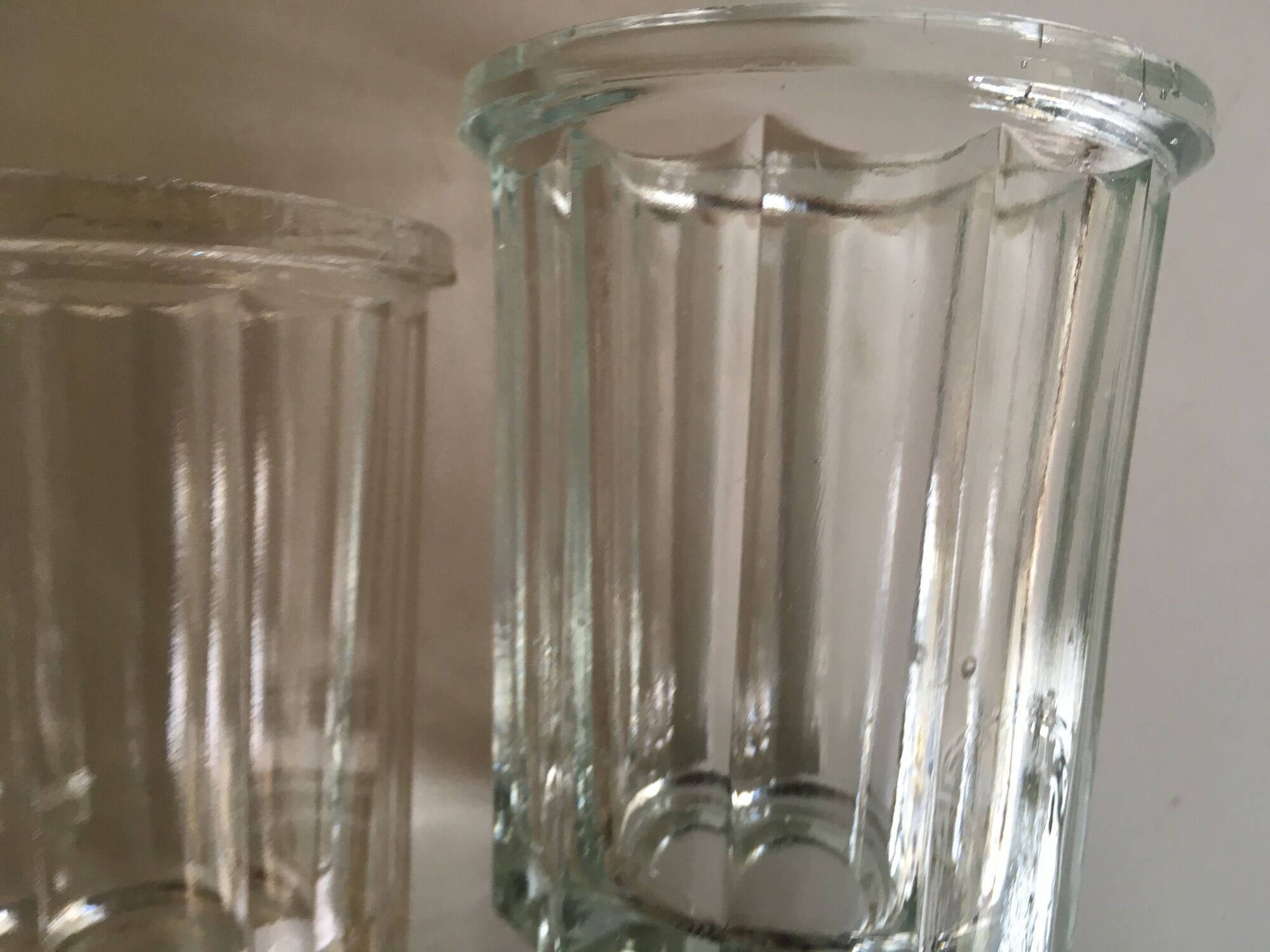 Pair of pots to jams in glass fluted on foot early 20th e