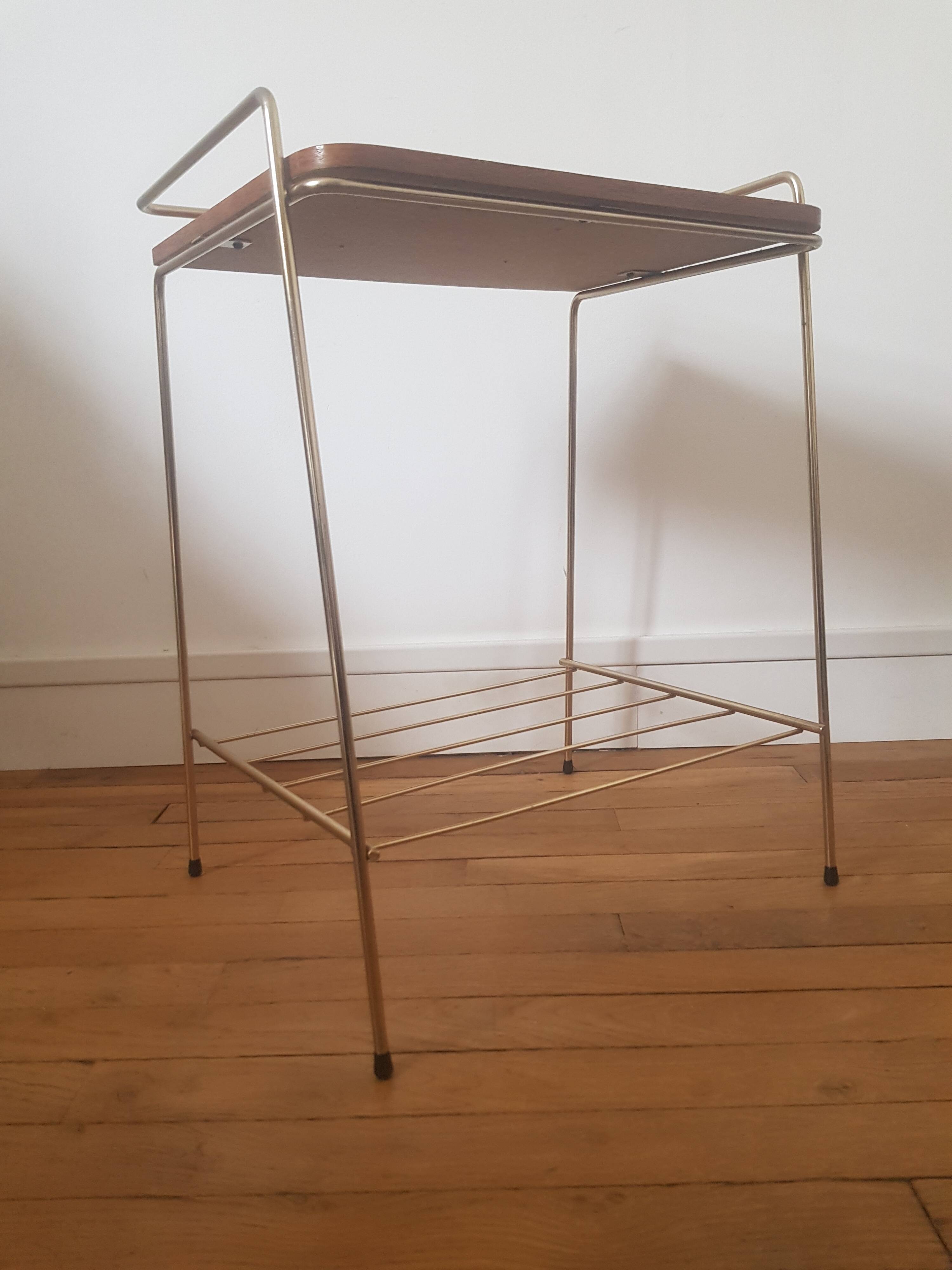 Metal and wood end table
