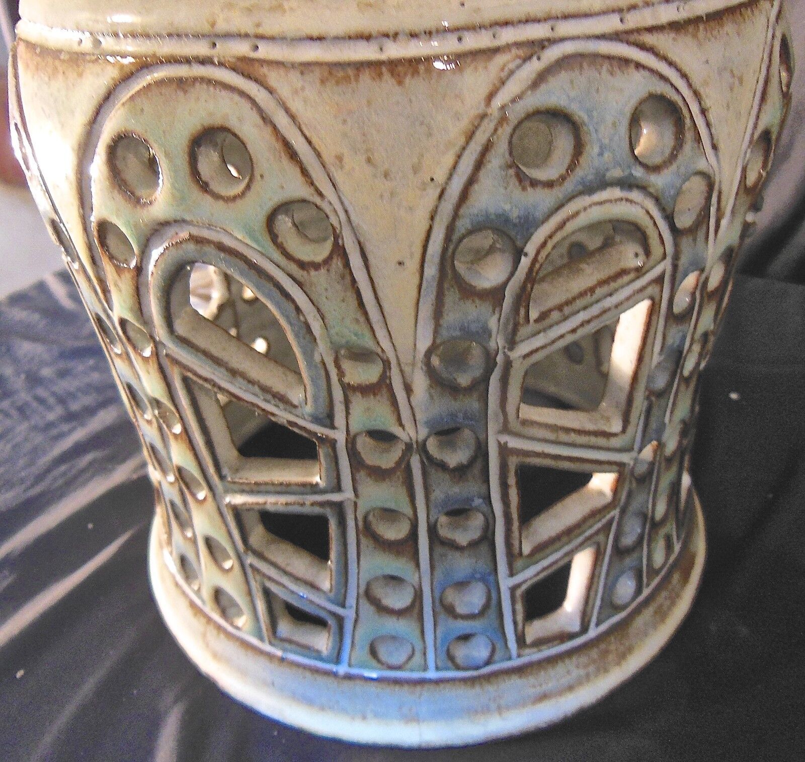 Enamelled ceramic lamp signed vieux moulin vallauris