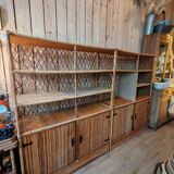 Pair of vintage bamboo rattan bookcases