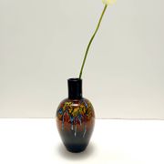 Multicolored Glazed Earthenware Vase by Roberto Rigon for Bertoncello, Ital
