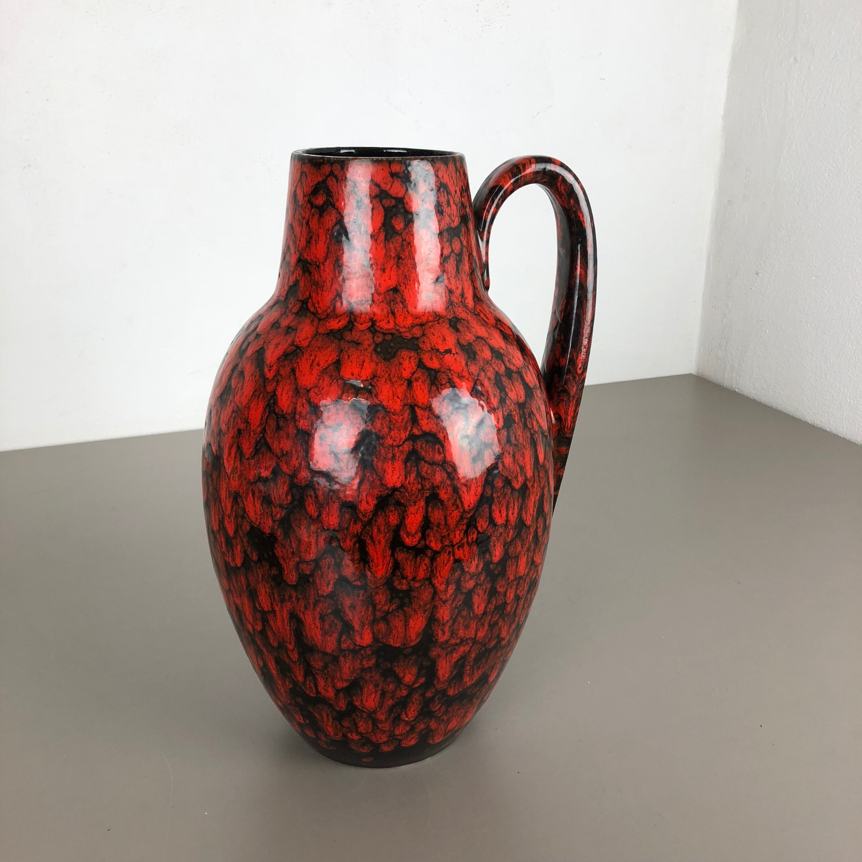 Large Pottery Super Fat Lava Multi-Color 270-38 Vase Made by Scheurich, 1970s