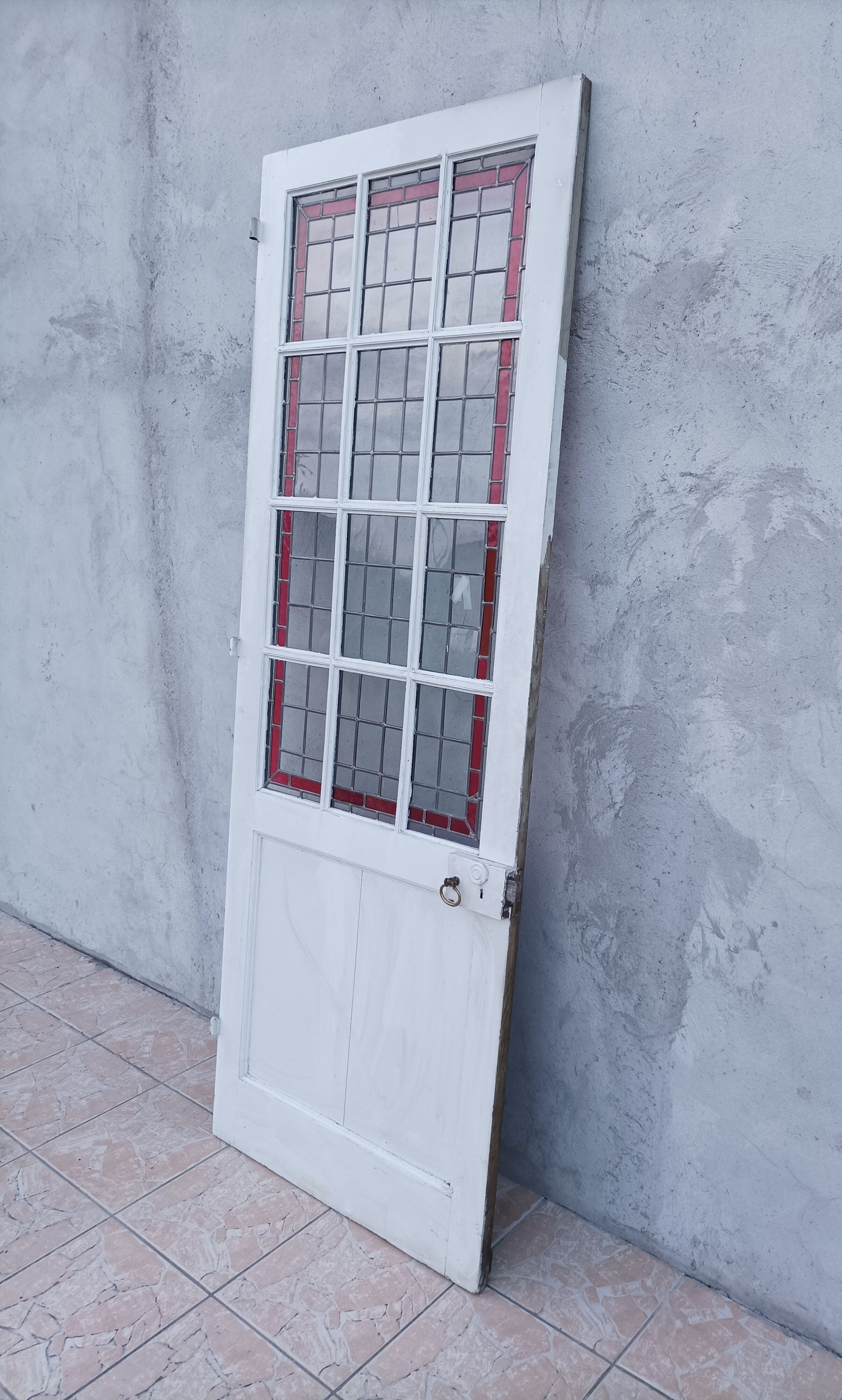 Antique solid wood glass door