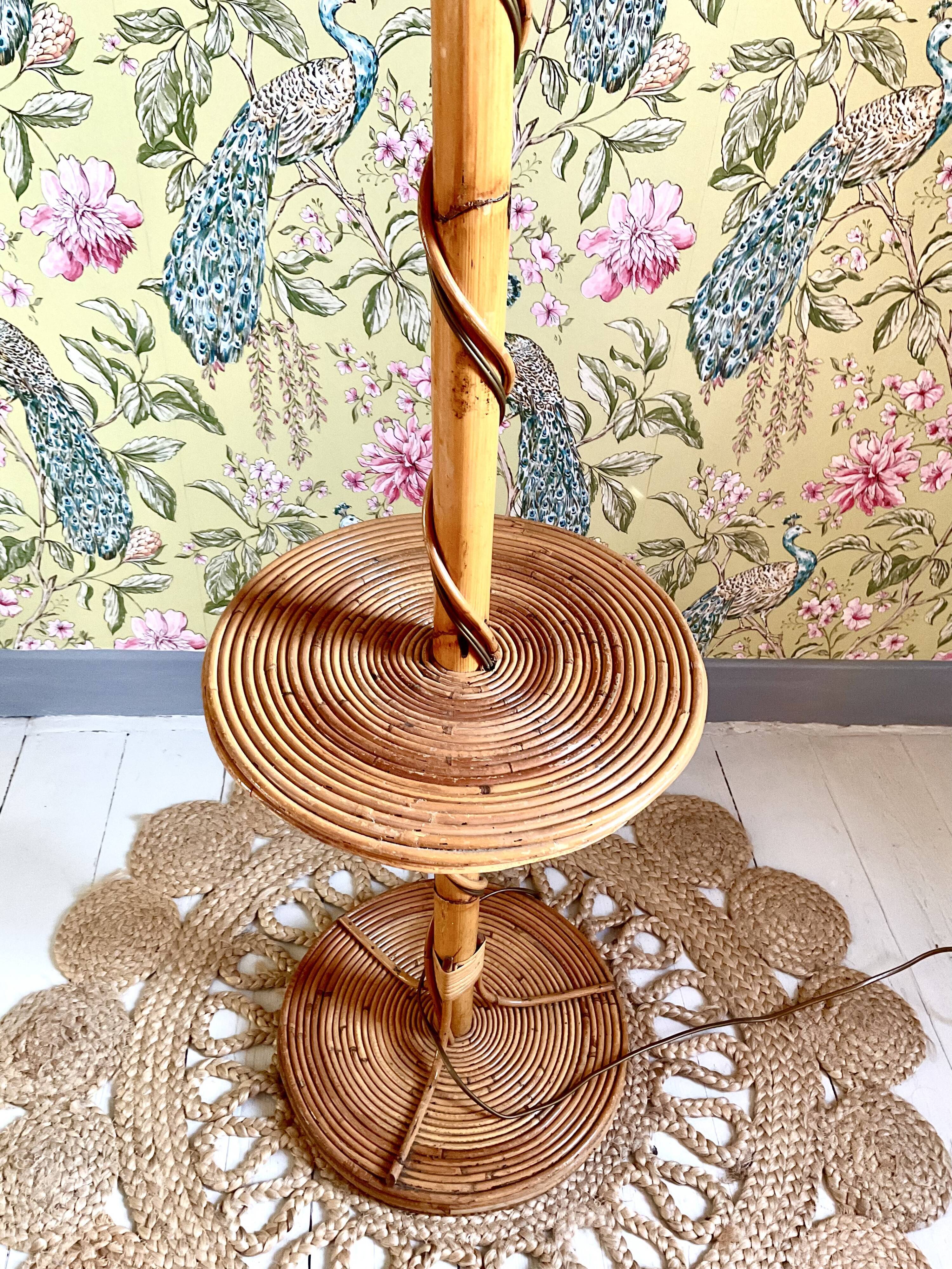 Vintage rattan floor lamp