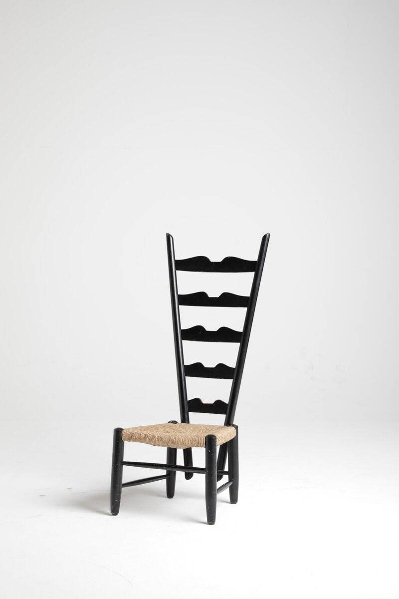 Chair in Wood and Wicker attributed to Gio Ponti for Casa and Giardino, 1939