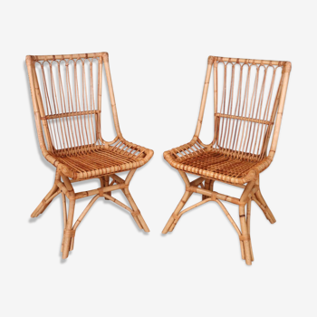 Paire de chaises rotin