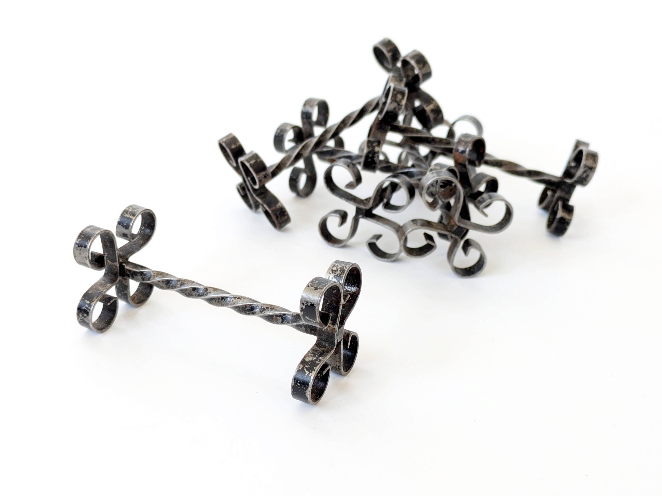 Set of 6 vintage wrought iron knife rests, France, 1970s