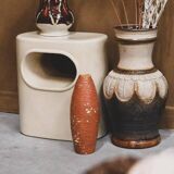Large ecru and brown vase