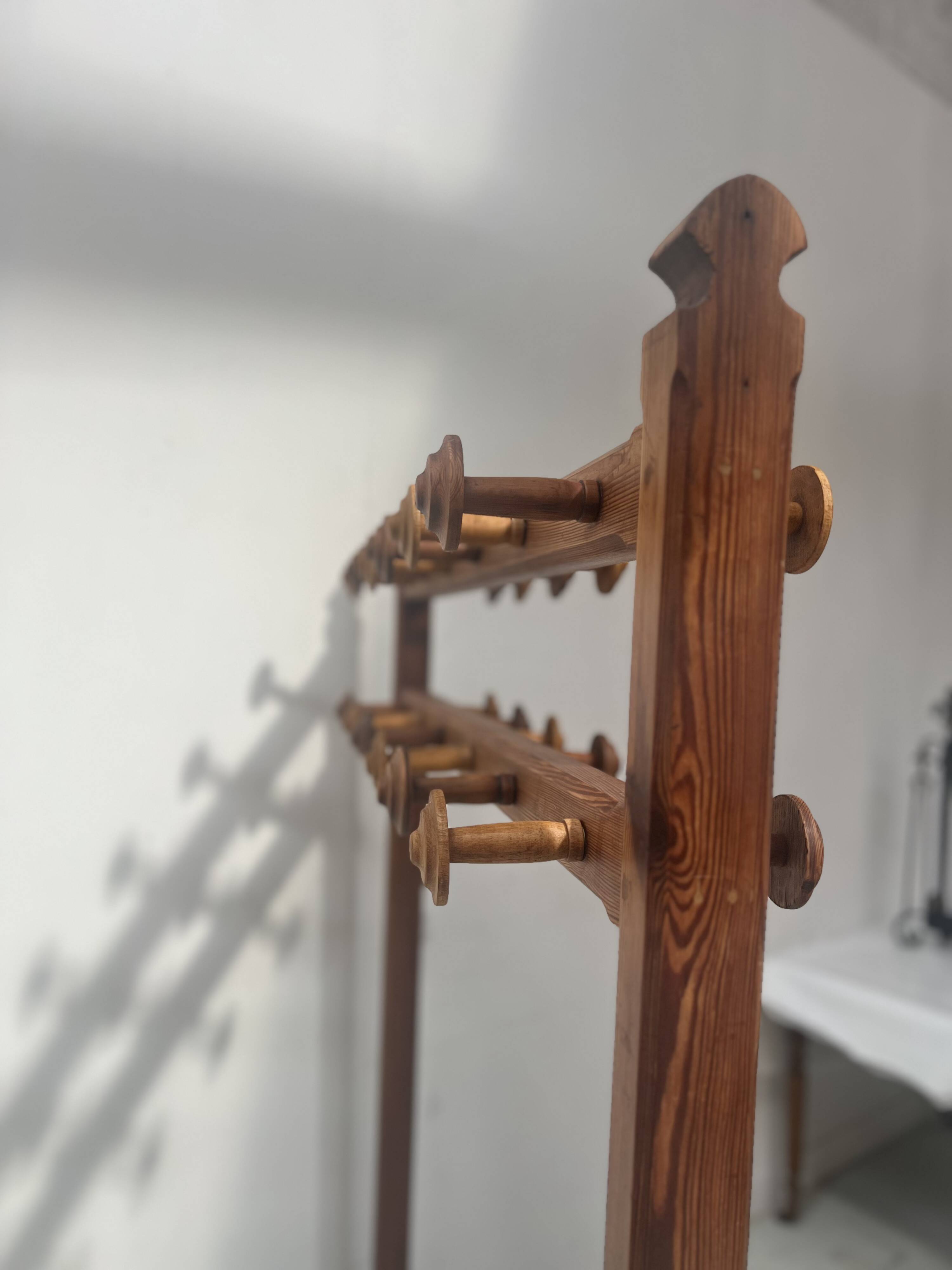 20th century solid fir hotel coat rack