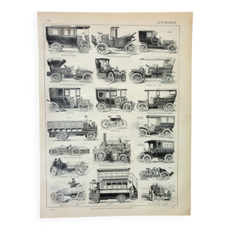 Engraving • Automotive, car, coach, vehicle • Original and vintage poster from 1898