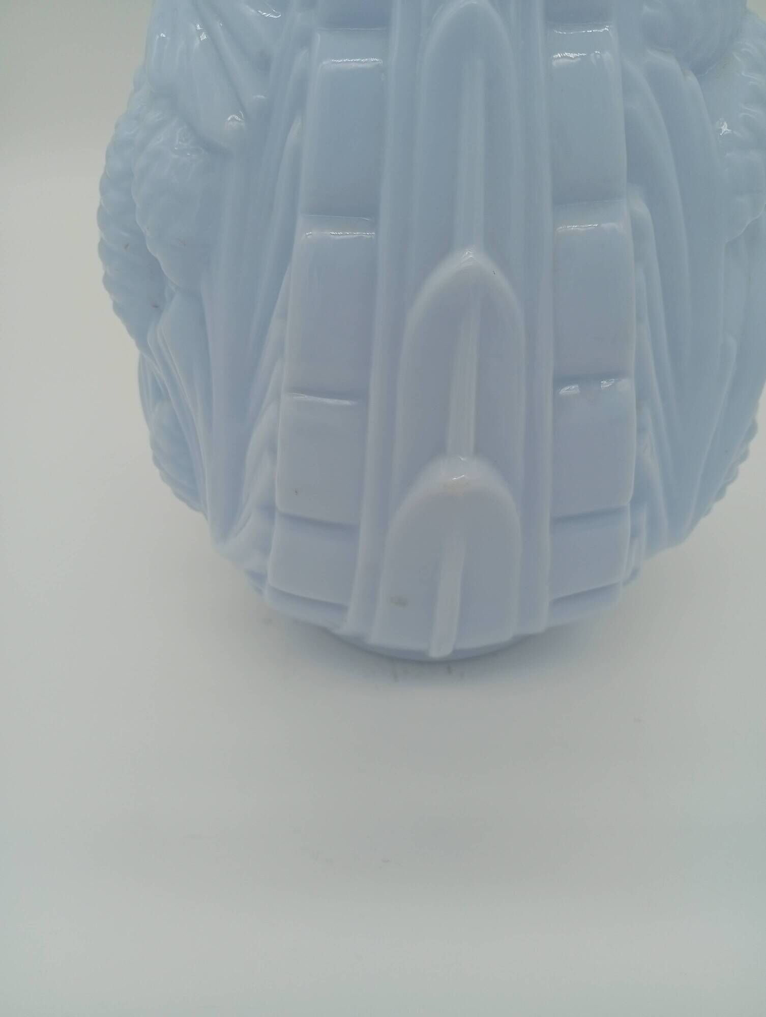 Art Deco Opaline Vase Blue Pastel Glass Pine Cone Decoration France 1930s