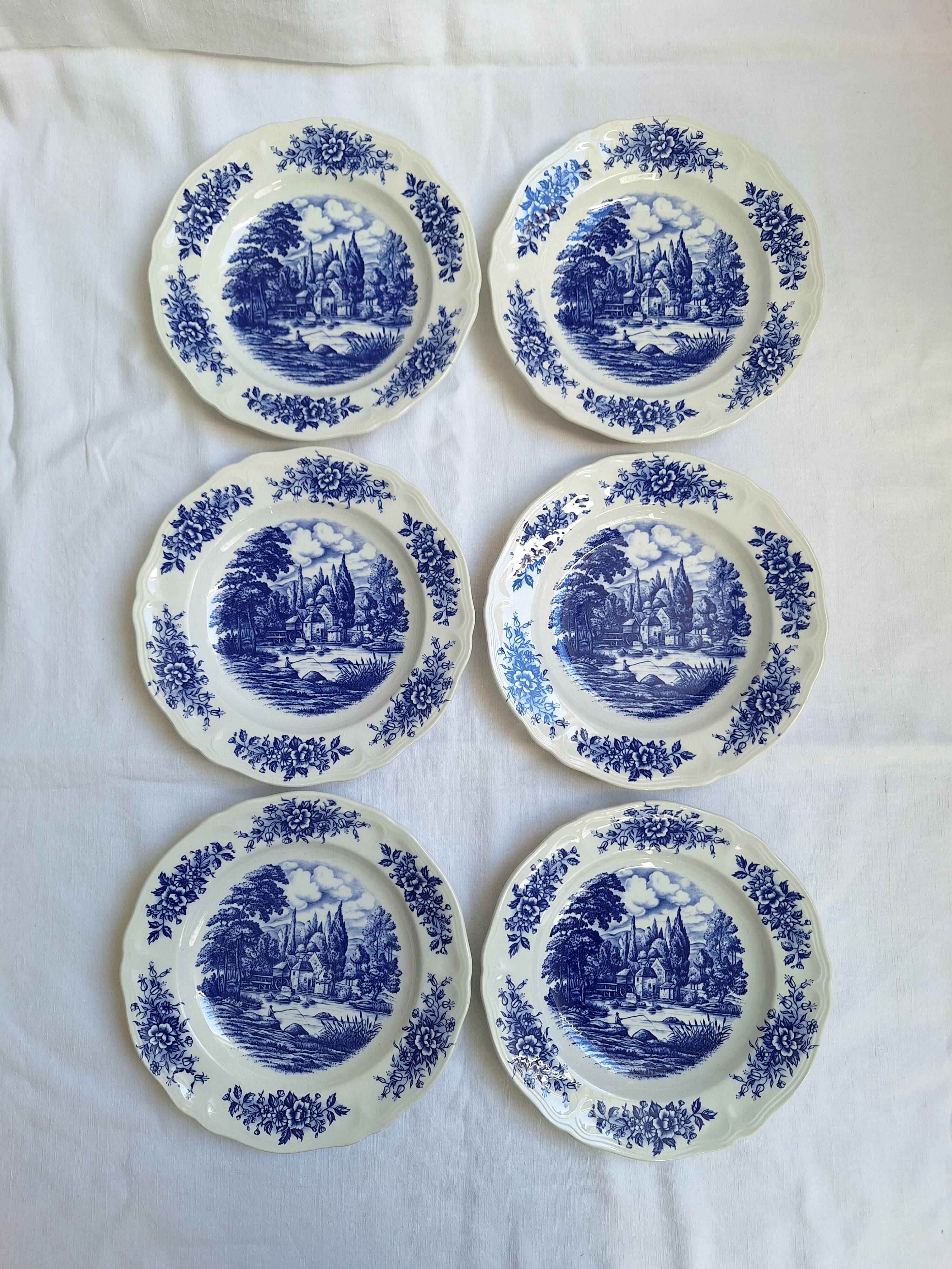 Assiettes creuses Moulin des Loups bleu