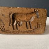 Old carved wooden butter stamp, cow, 19th century