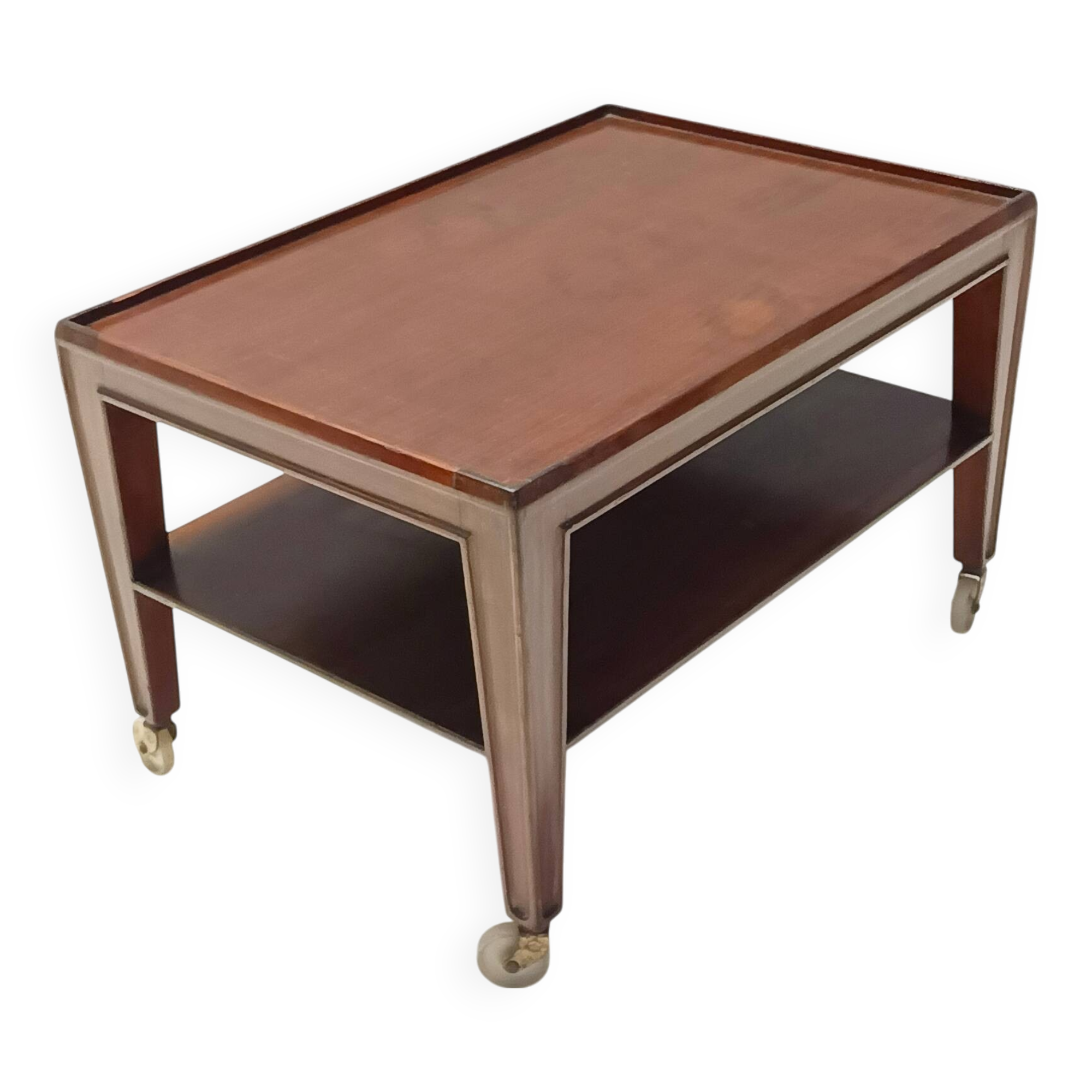 Rectangular Walnut Coffee Table by Paolo Buffa with Casters, Italy