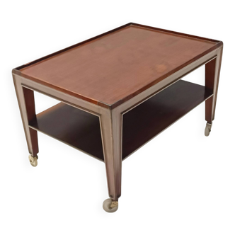 Rectangular Walnut Coffee Table by Paolo Buffa with Casters, Italy