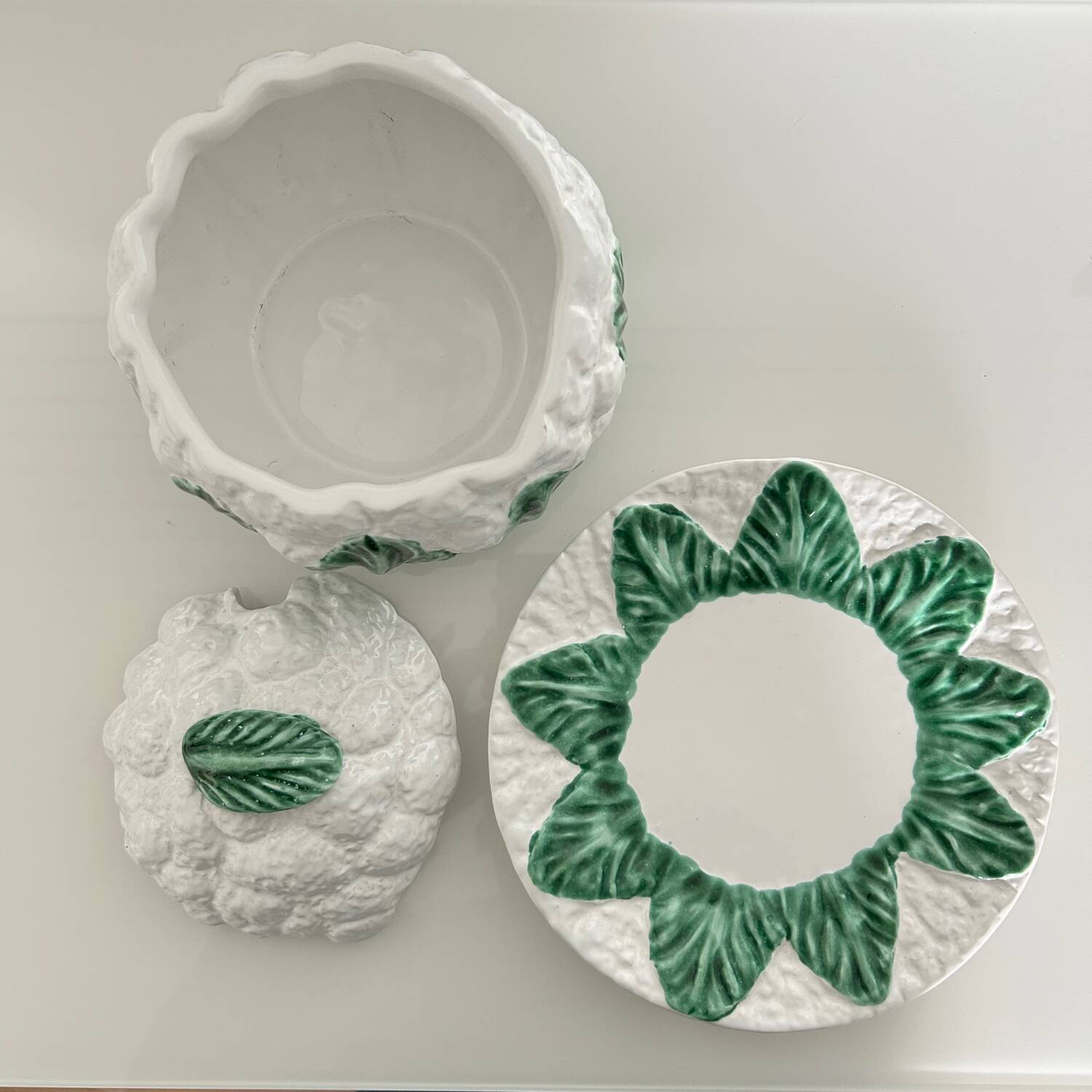 Cauliflower soup tureen in slipware