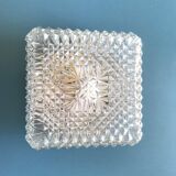 Square ceiling lamp in molded glass