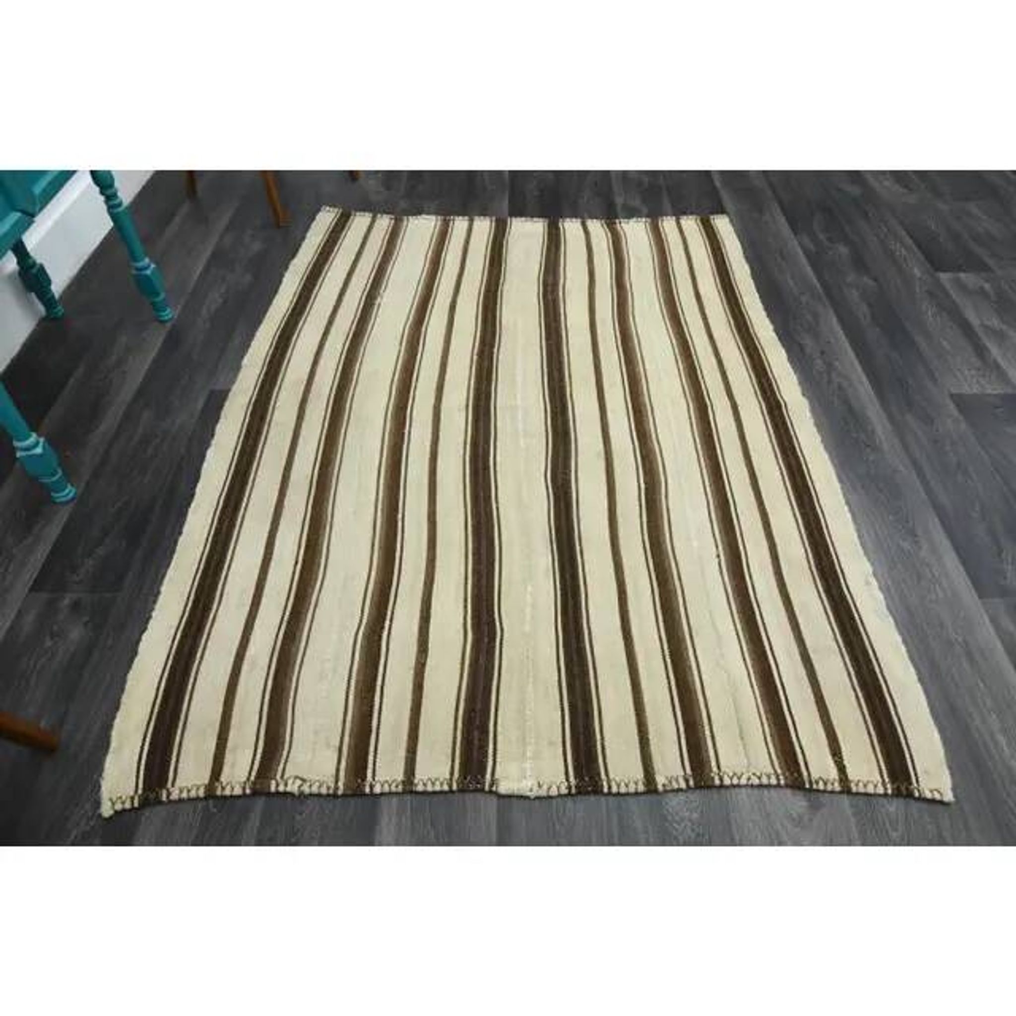 Vintage Turkish Oushak handmade wool cotton beige area rug  152x201