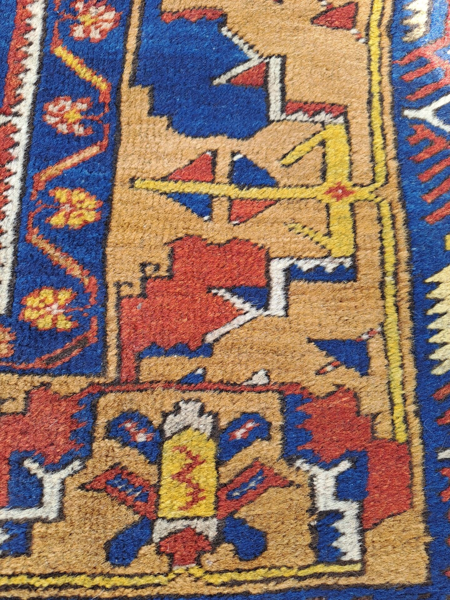 Turkish YAHYALI vintage anatomy rug made of handmade wool - 131 x 227