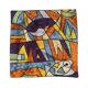 Housse de coussin brodée main en soie, motif géométrique abstrait