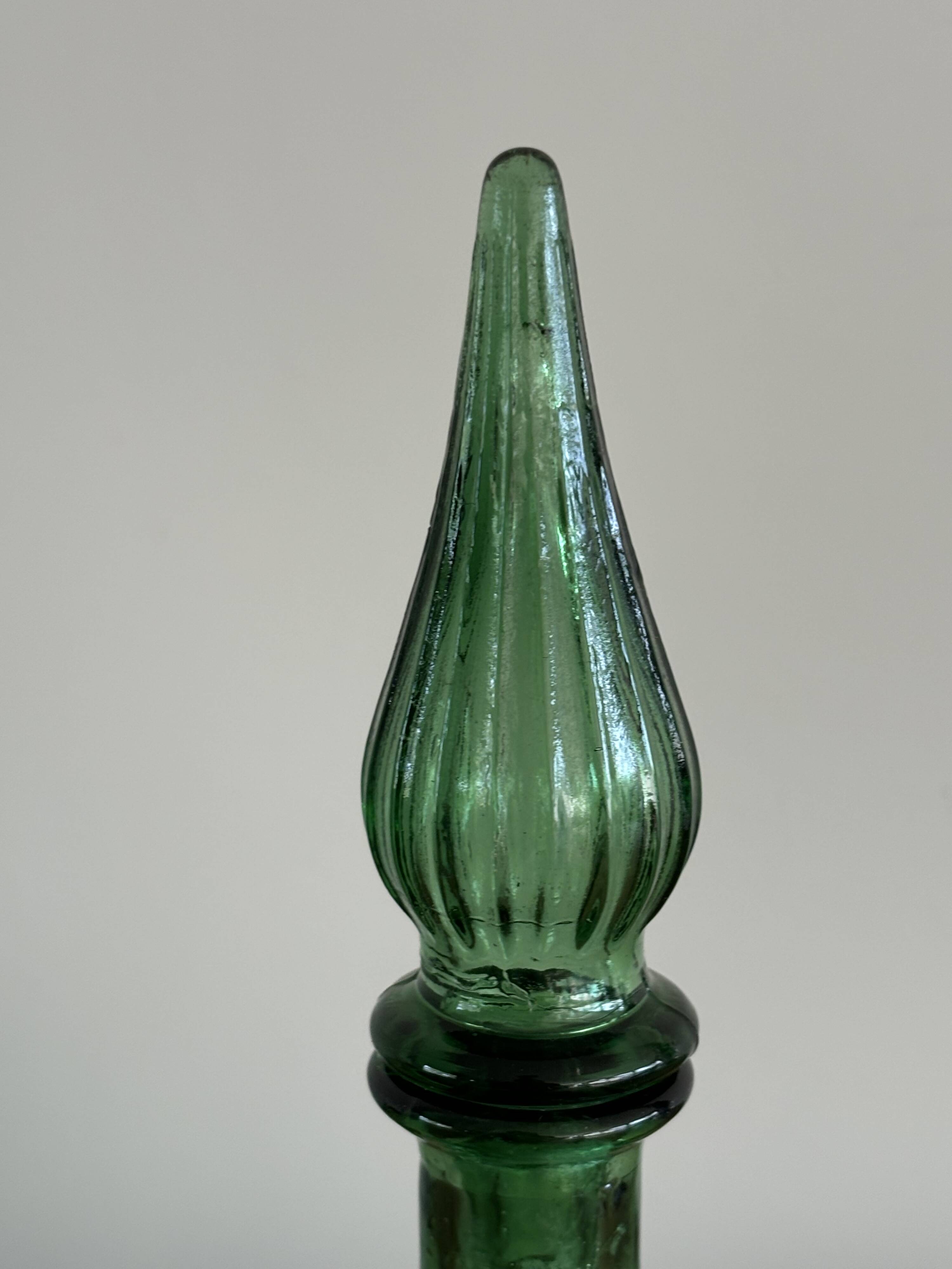 Vintage Empoli Glass Decanter with Stopper, Italy, 1960s