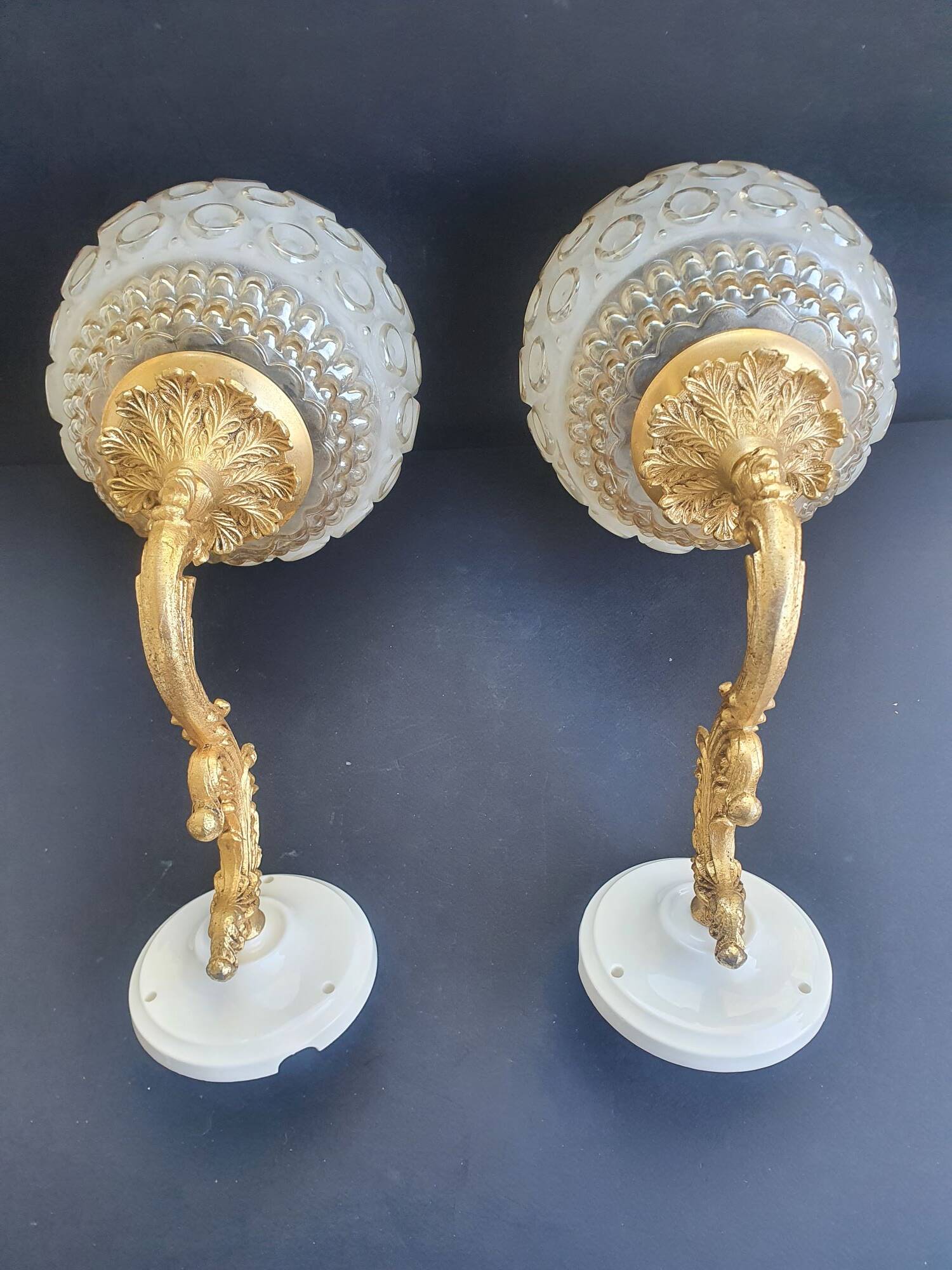 Large vintage wall sconces pair