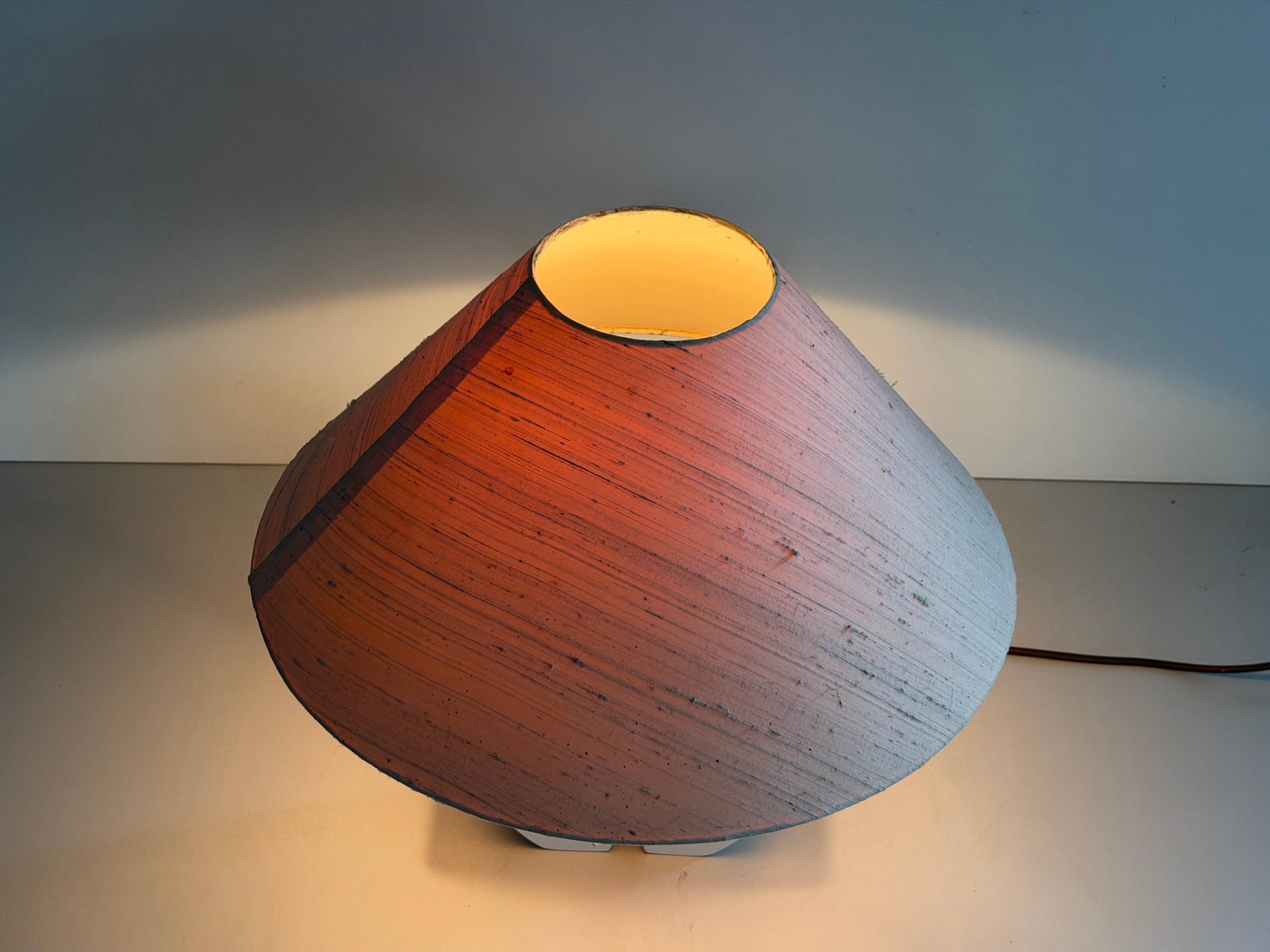 Wooden table lamp with fabric shade by Schröder & Co. Leuchten, 1960, Germany.