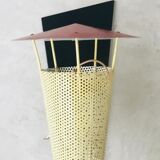 Wall lamp in rigitulle or perforated sheet with conical reflector - 1950