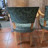 Pair of bridge armchairs in decorated skai