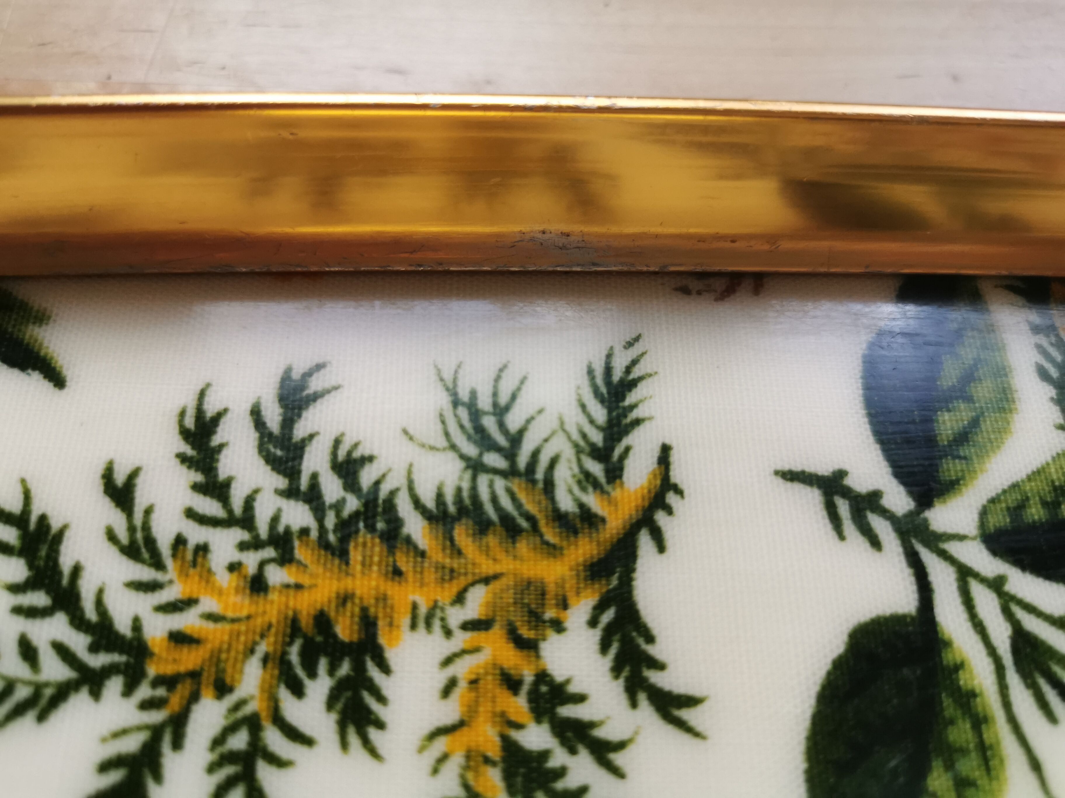 Vintage gold metal flowers tray