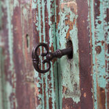 Green French antique cabinet