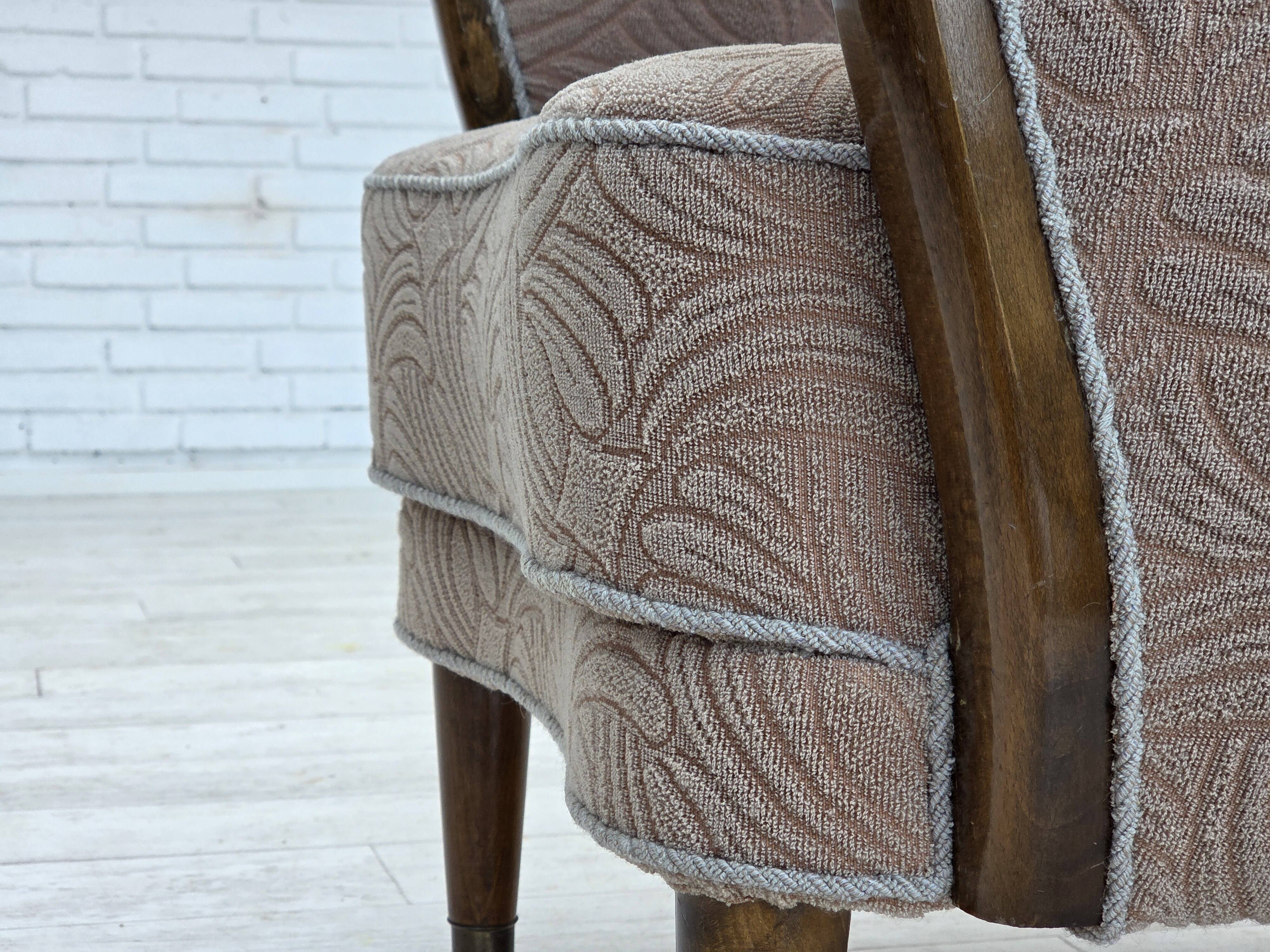 1960s, Danish armchair, blend wool fabric, beech wood.