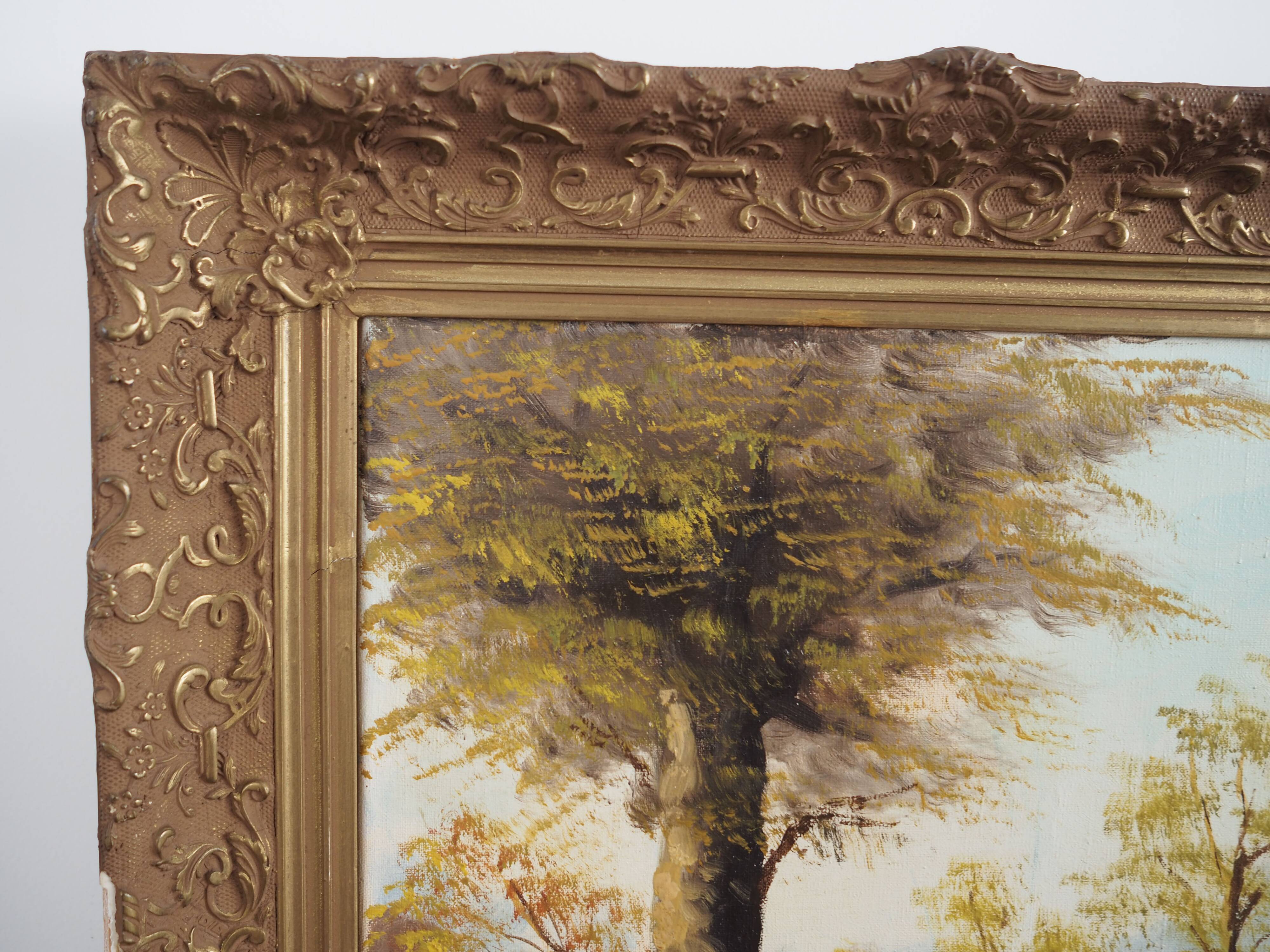 Painting „The Road by the Pond”, Scandinavian design, 1970s