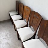 Set 6 chaises art déco chêne 1940