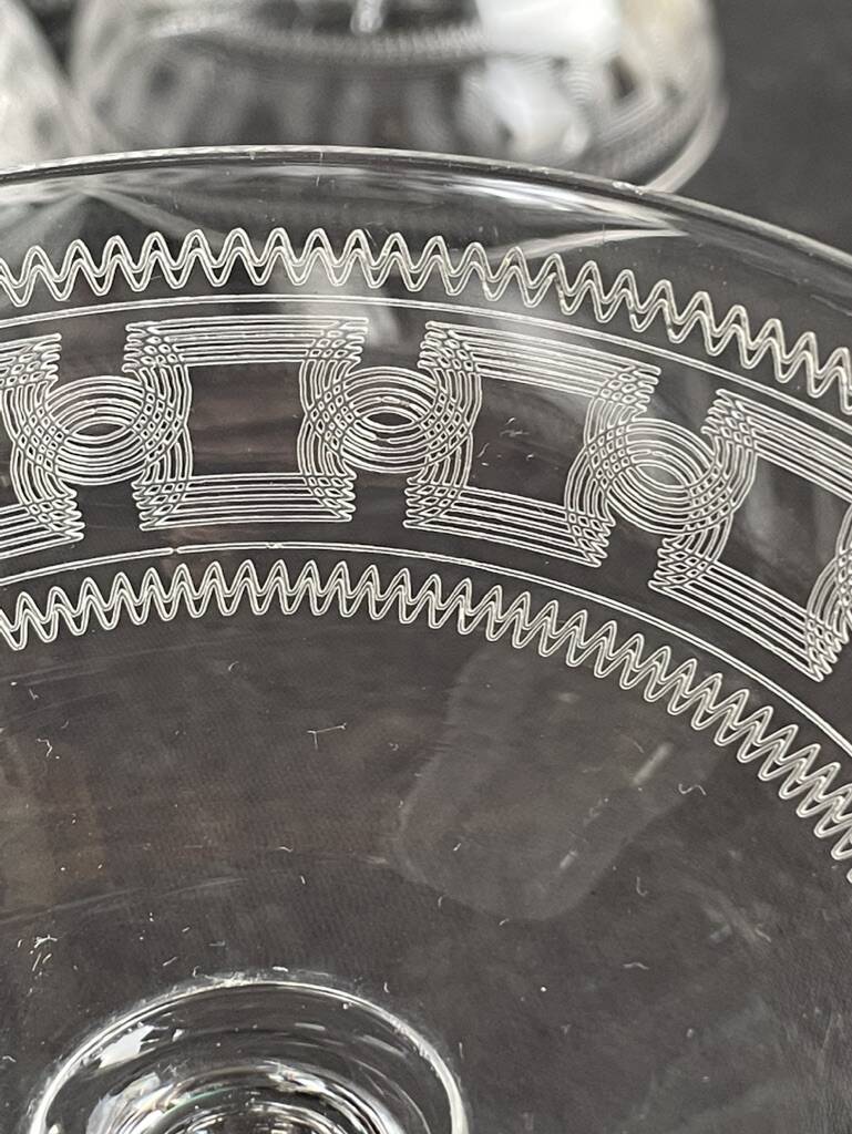 6 Baccarat champagne glasses engraving 3458