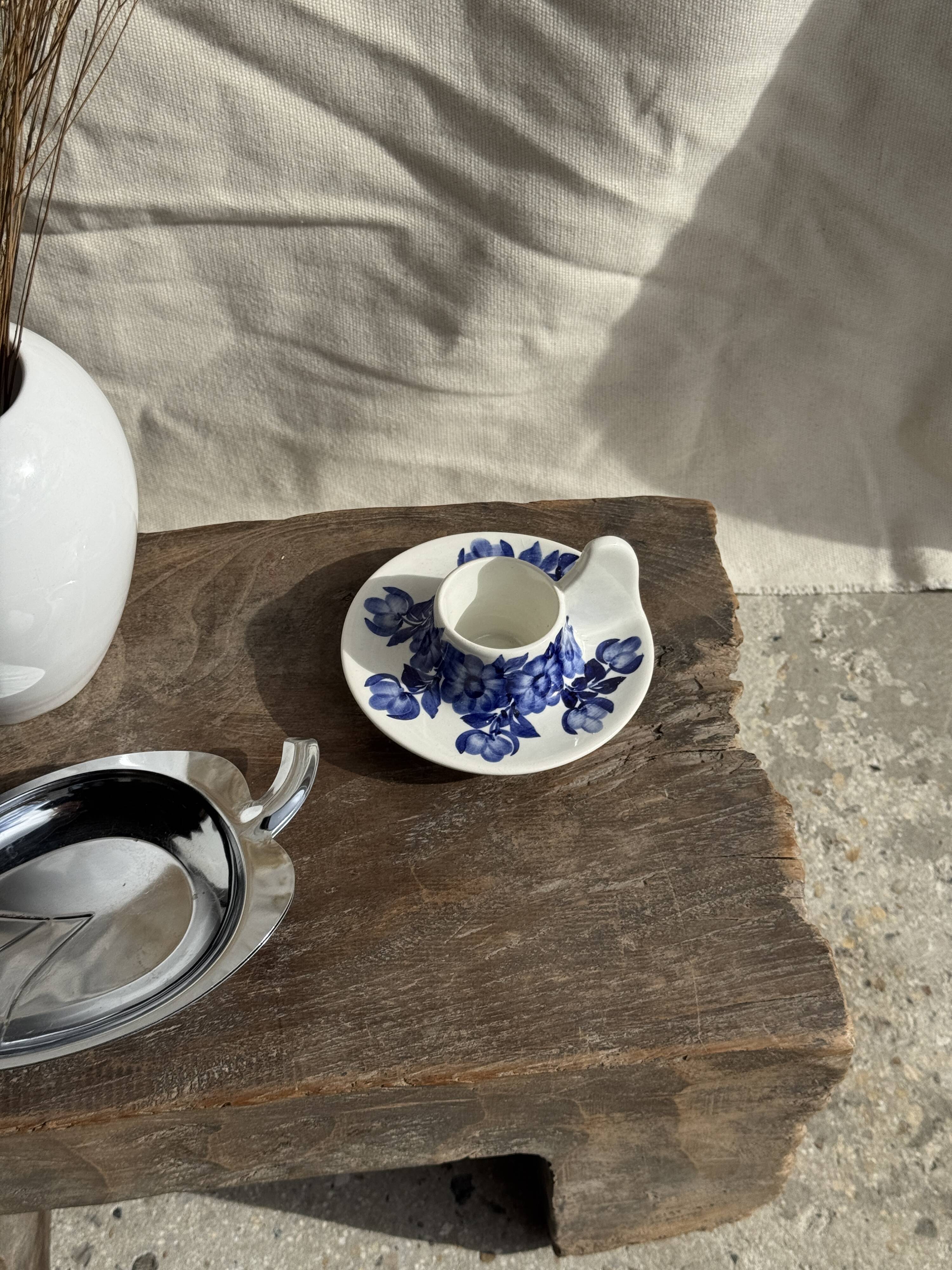 Vintage blue and white hand-held egg cup Poland D13