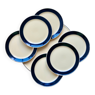 Vintage cake service Villeroy & Boch in yellow and black – 10 dessert plates