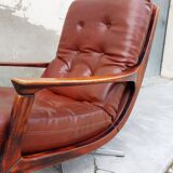 Rotating armchair in vintage skaî 1970